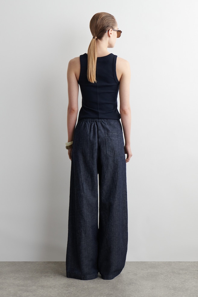 Drawstring Wide-Leg Denim Pants main image 1