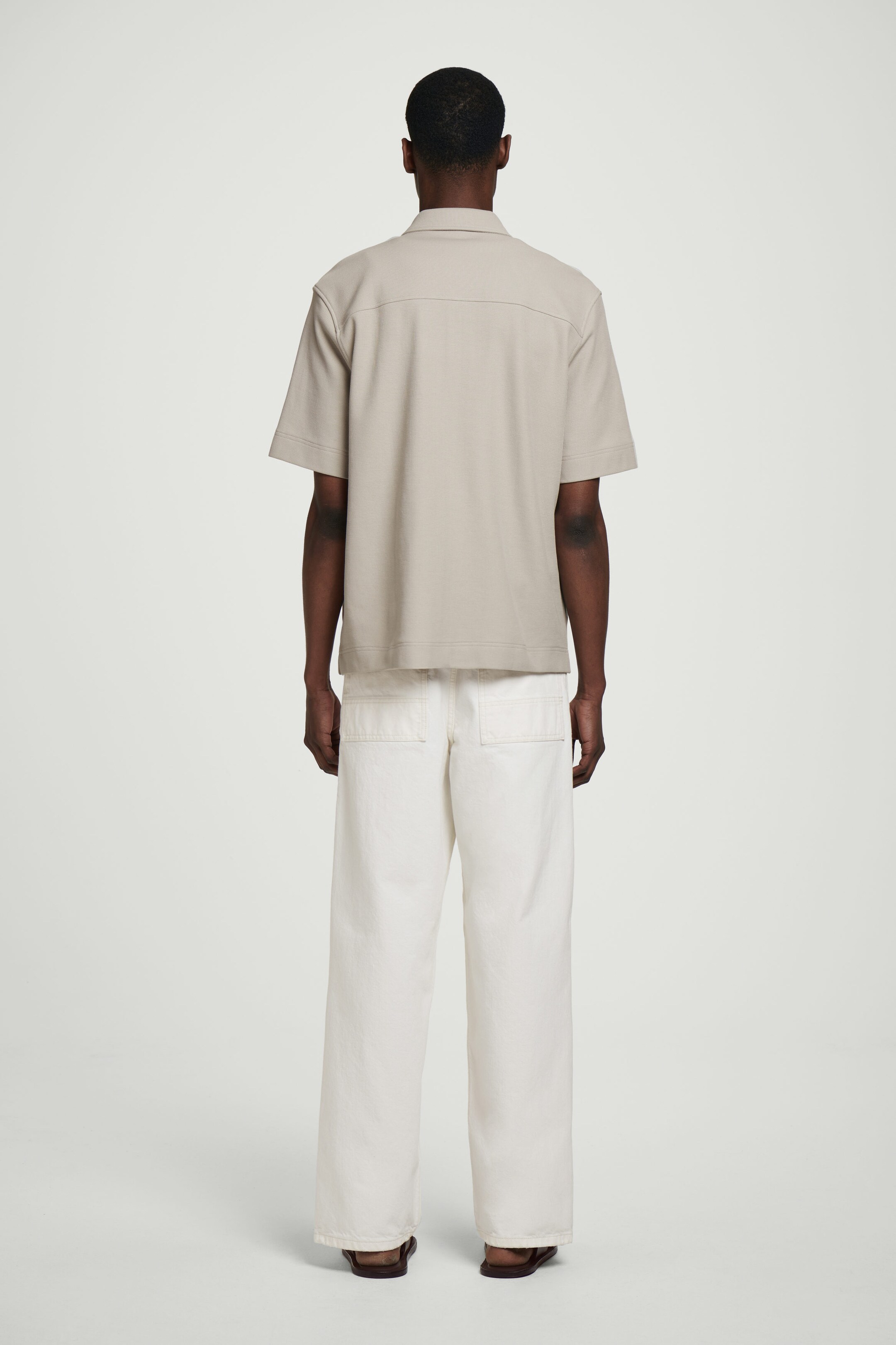 TEXTURED COTTONJERSEY ZIPPED SHIRT