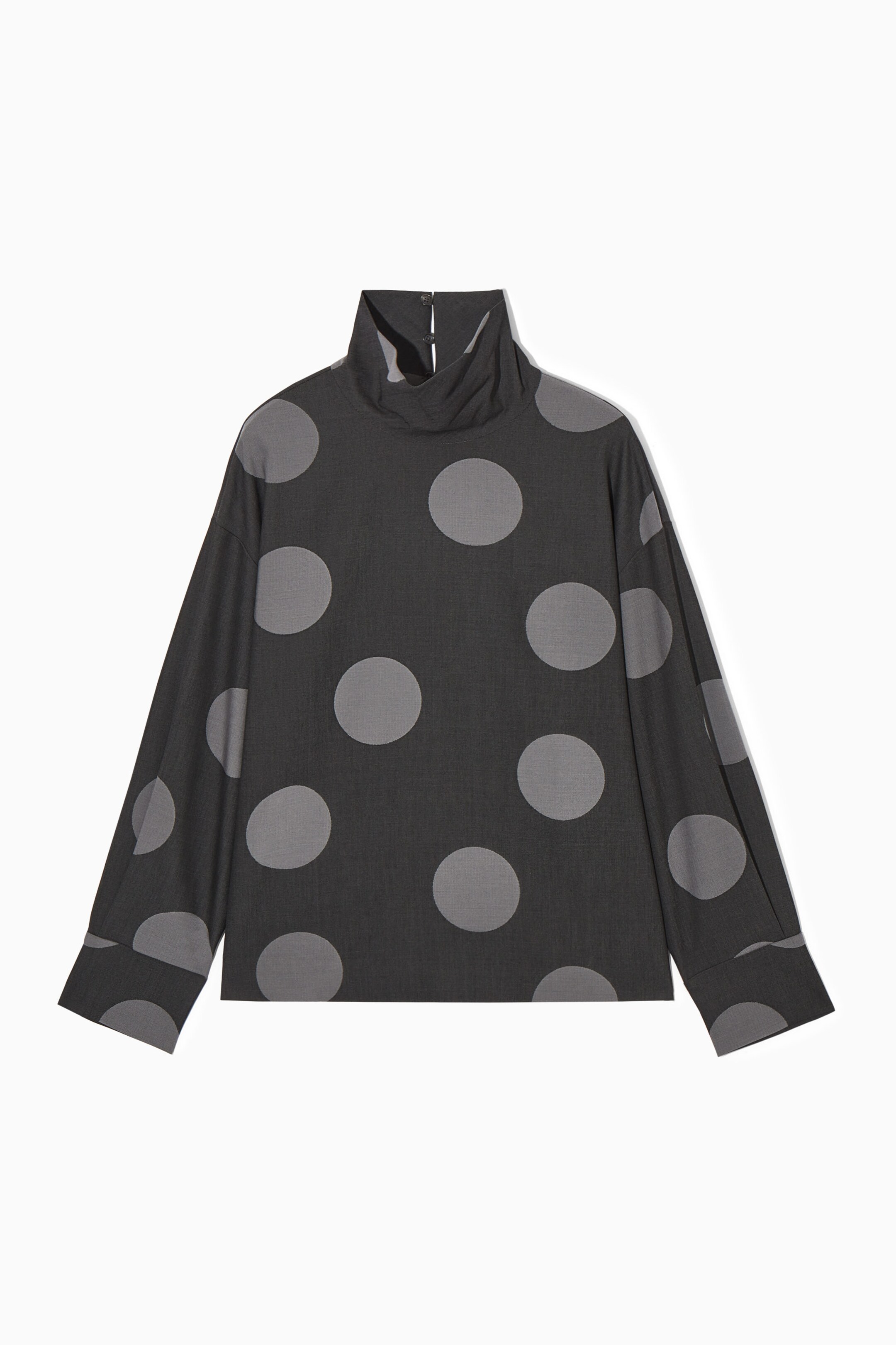gray polka dot blouse