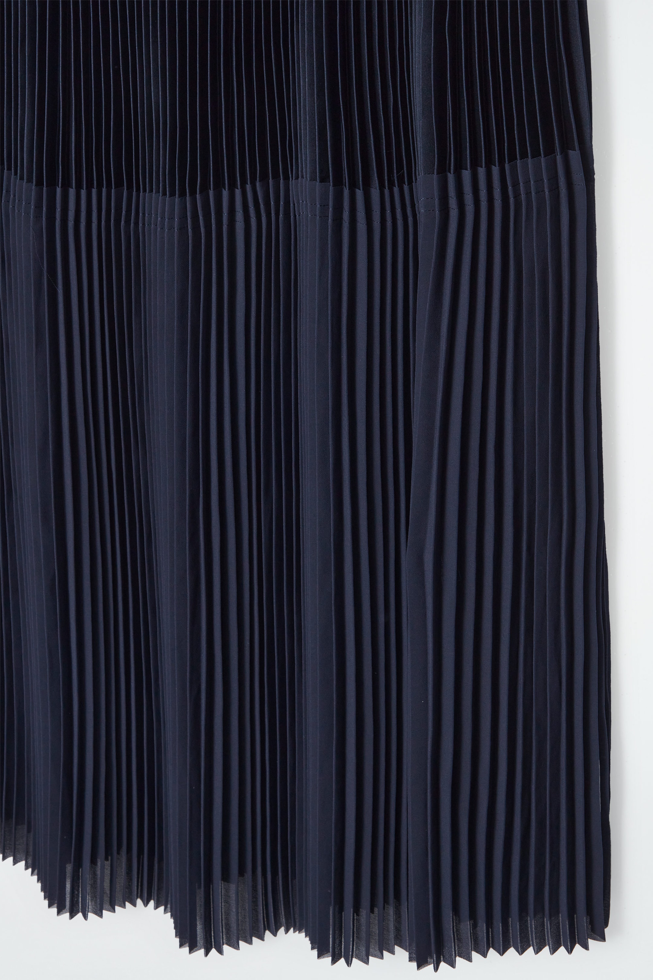 PANELLED PLEATED COLUMN MAXI SKIRT - NAVY