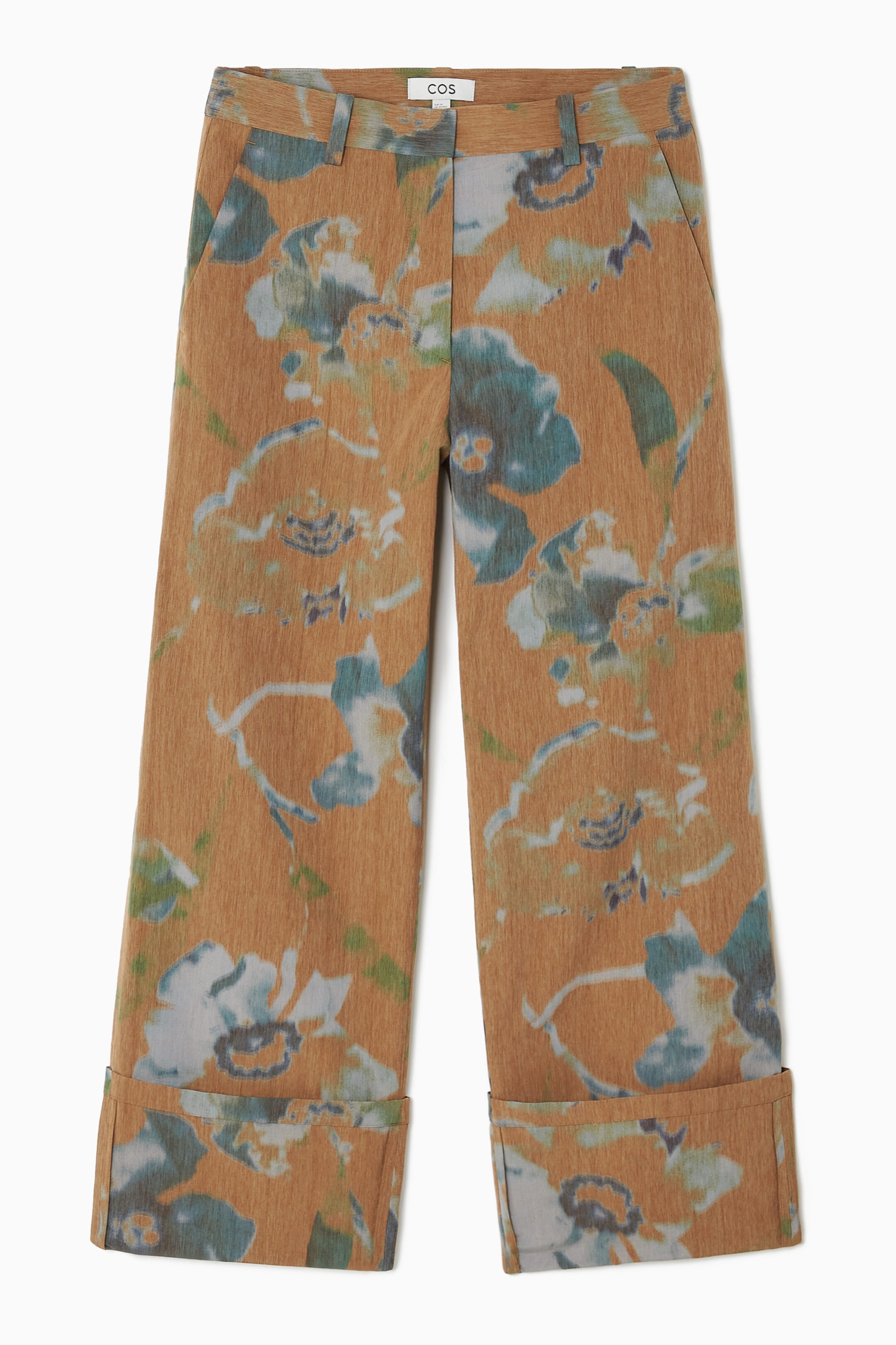 FLORAL-PRINT TURN-UP TROUSERS - BROWN / FLORAL