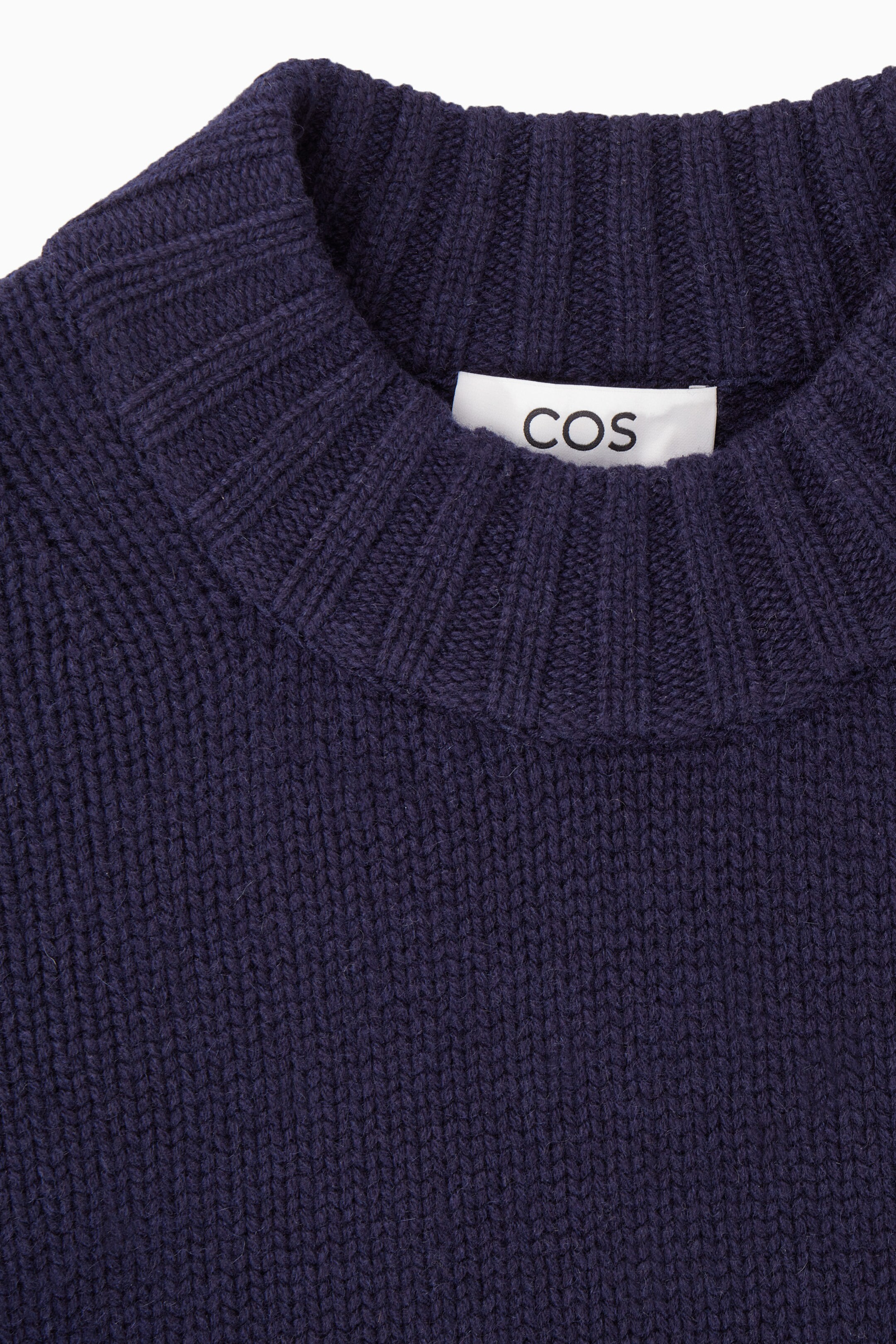 CHUNKY PURE CASHMERE CREW-NECK JUMPER - NAVY