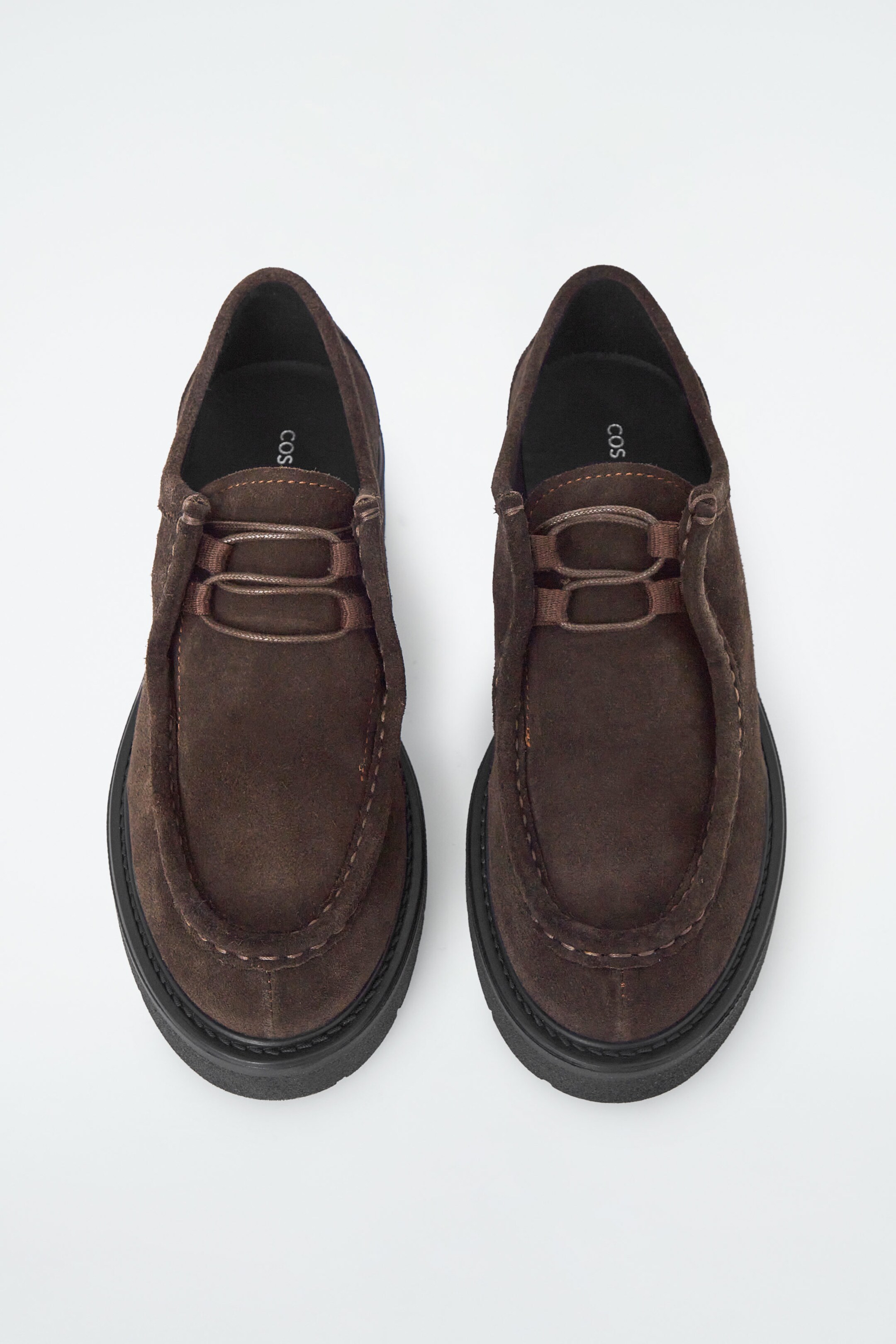 CHUNKY SUEDE DERBY SHOES - DARK BROWN