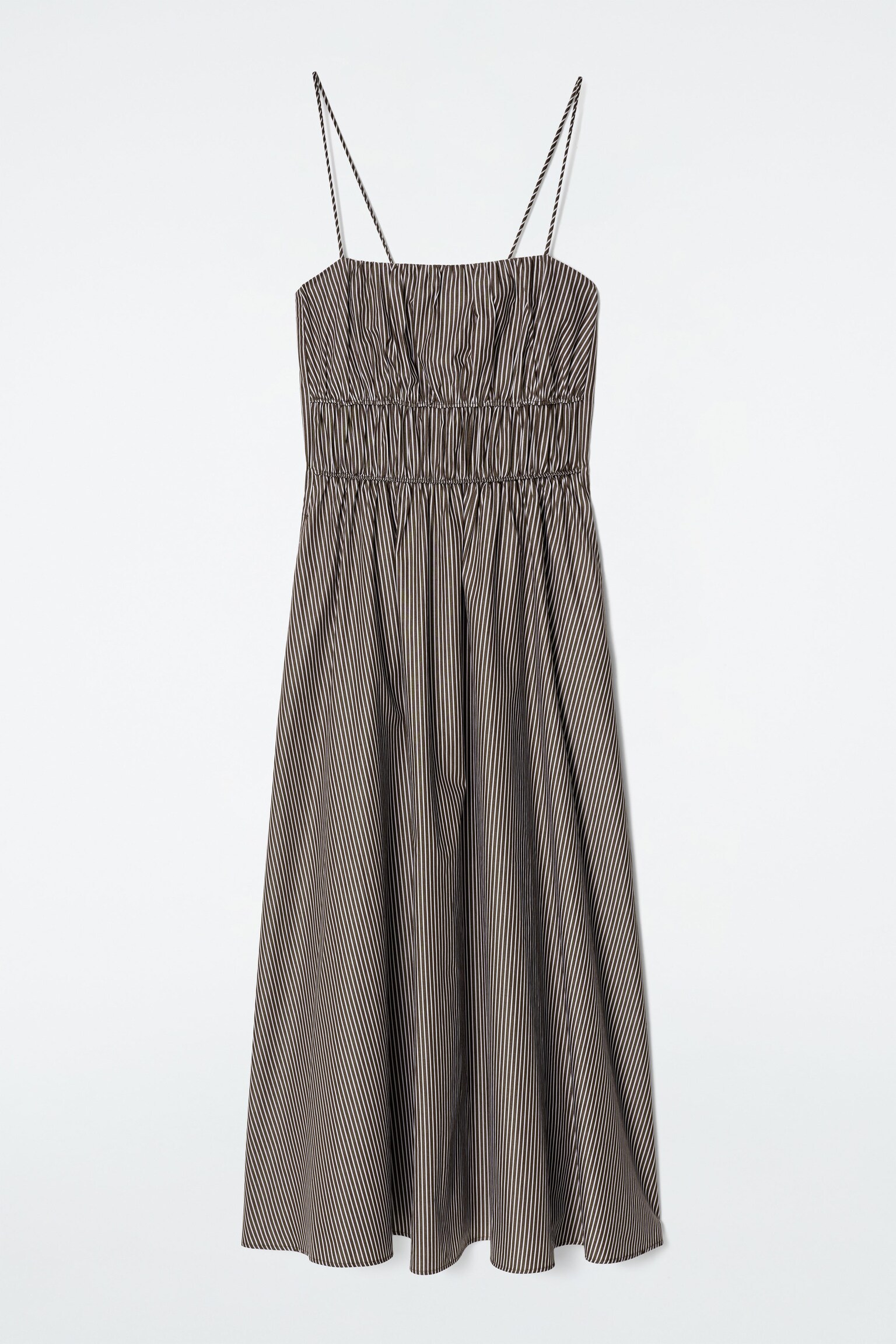Striped Wide Strap Midi Cotton Dress