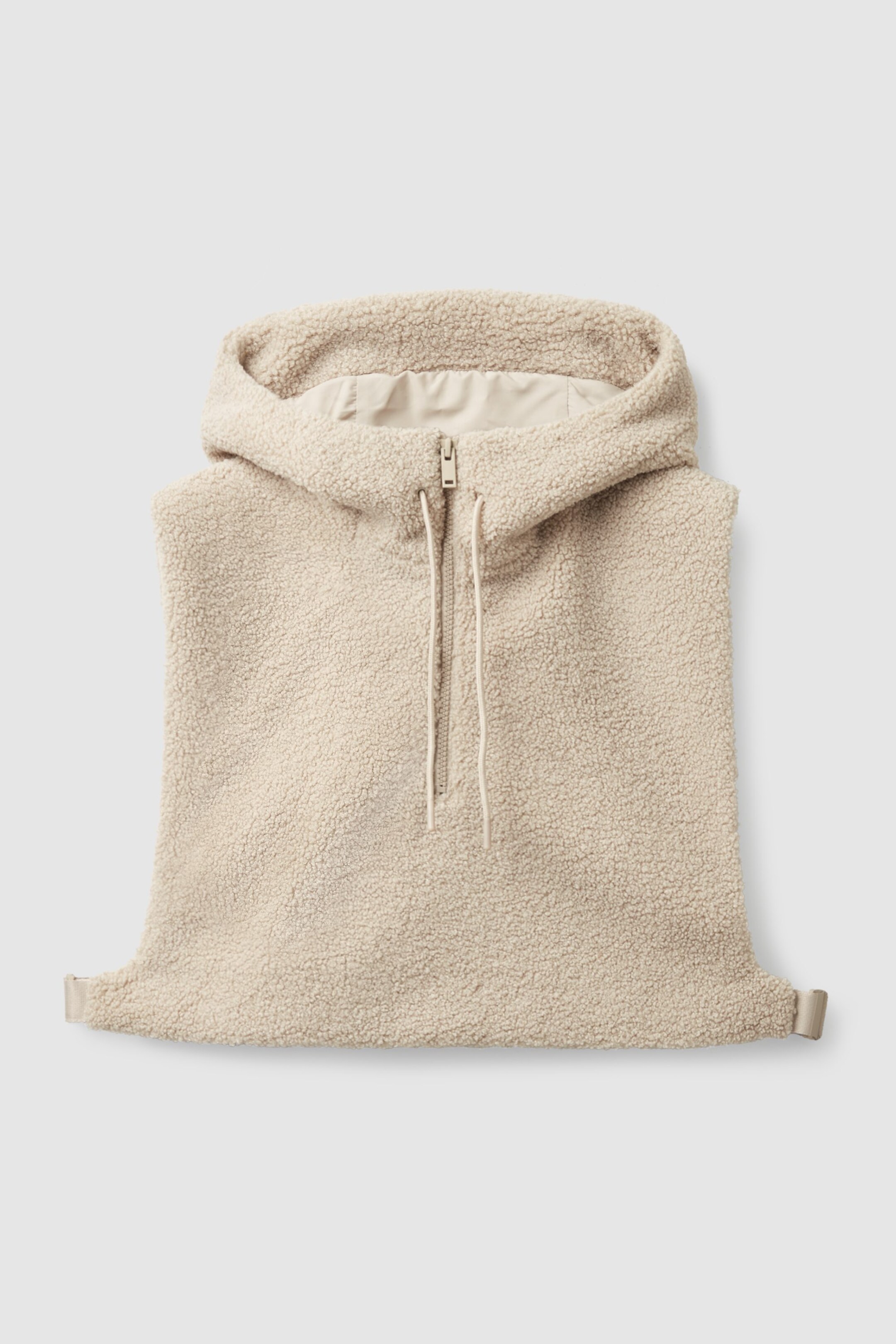 HOODED TEDDY VEST - LIGHT BEIGE
