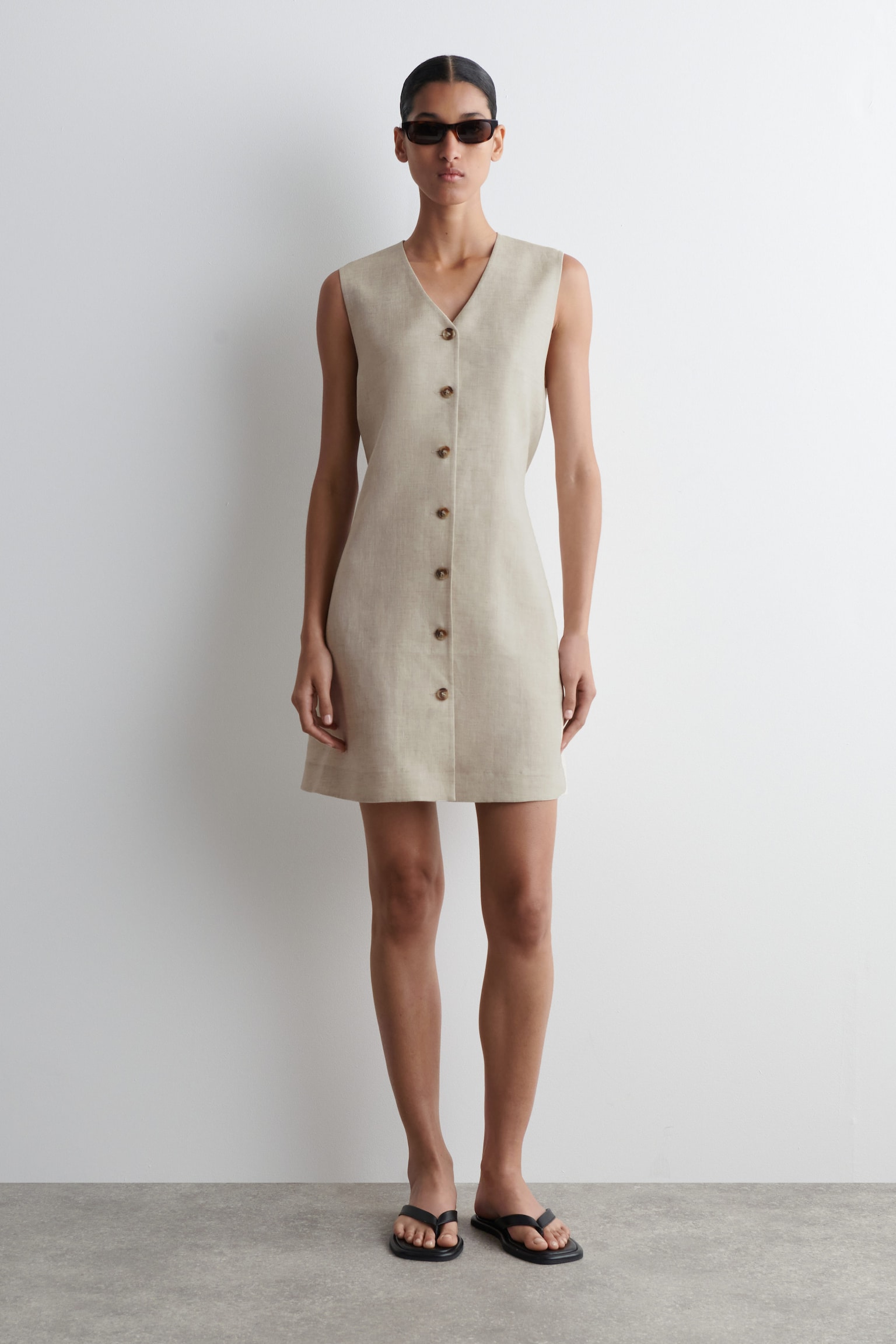 🌸 Robe courte boutonnée en coton et lin pour femme ✨ Un indispensable de votre nouvelle garde-robe