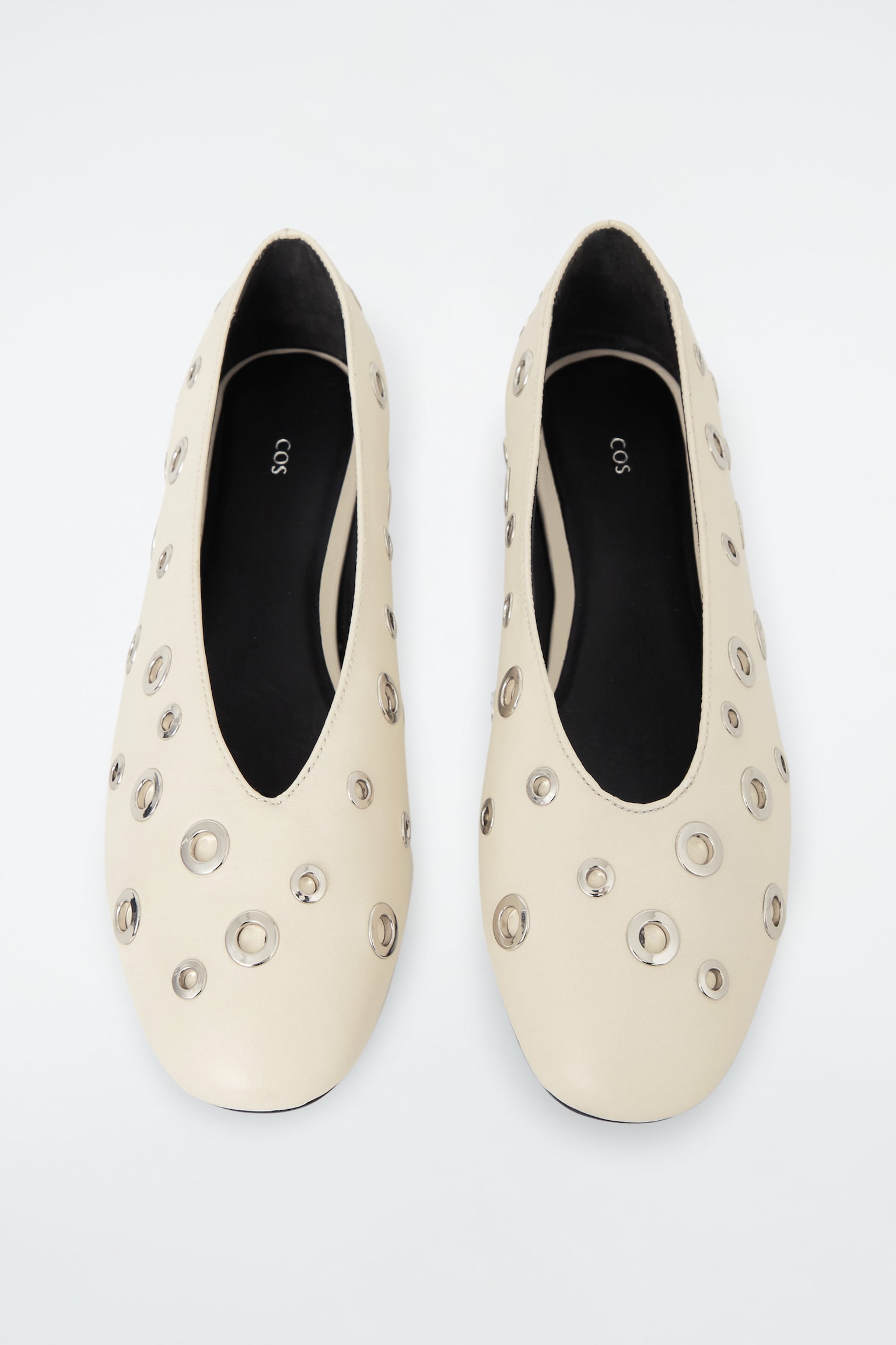 BALLET FLATS IN GLASS EYELET SUEDE GOATSKIN BLACK