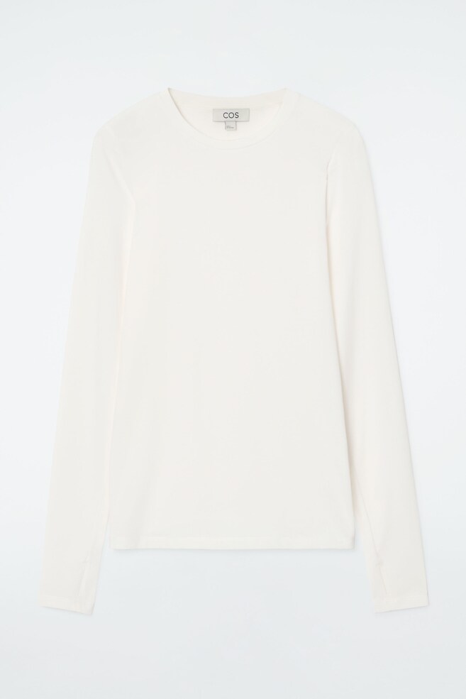 White V-Neck Long Sleeve Lightweight Top main image 1
